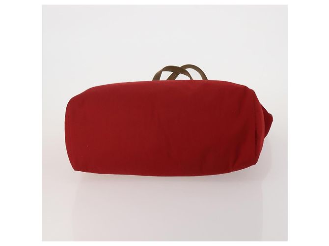 Hermès HERMES Herbag Cabas MM Handtasche Canvas Leder Rot Gold Auth bs36333 Golden - Ansicht 5