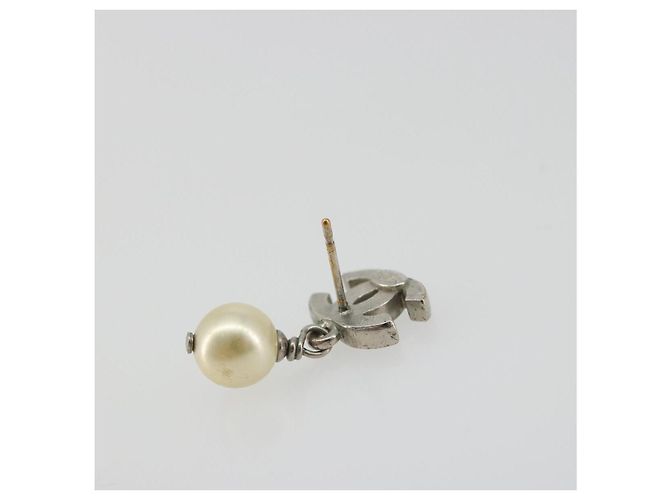 Orecchini CHANEL COCO Mark Pierce metallo Argento CC Auth 195942A - vista 12