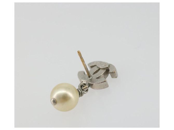 Orecchini CHANEL COCO Mark Pierce metallo Argento CC Auth 195942A - vista 6
