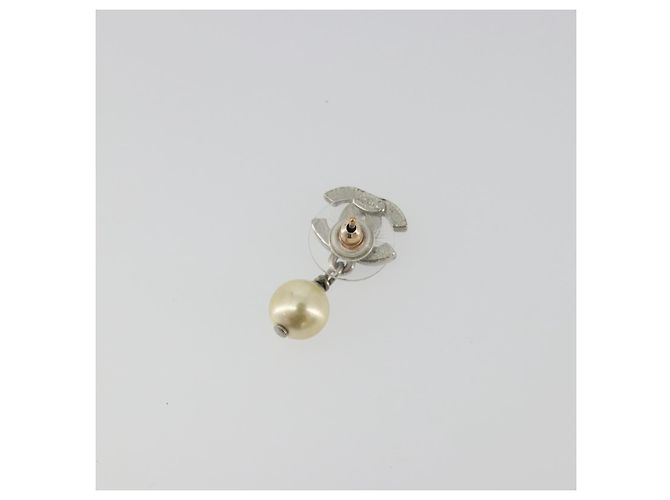 Orecchini CHANEL COCO Mark Pierce metallo Argento CC Auth 195942A - vista 9