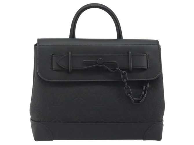 LOUIS VUITTON Taurillon Clemence Monogram Steamer PM Black M24436 Auth 196000SM Nero - vista 13