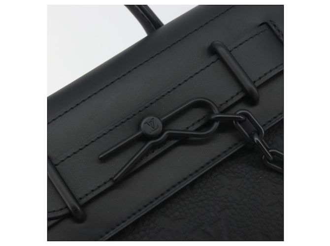 LOUIS VUITTON Taurillon Clemence Monogram Steamer PM Black M24436 Auth 196000SM Nero - vista 19
