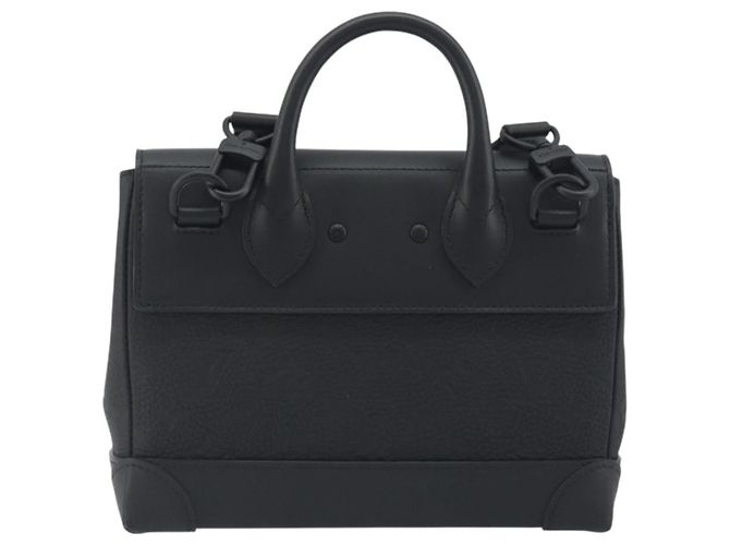 LOUIS VUITTON Taurillon Clemence Monogram Steamer PM Black M24436 Auth 196000SM Nero - vista 2