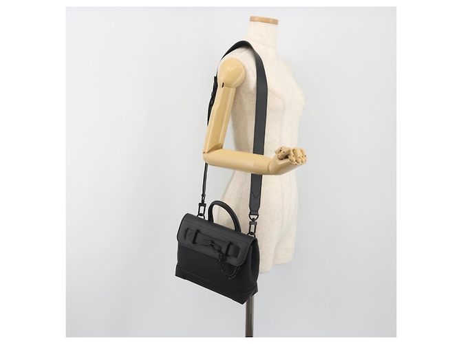 LOUIS VUITTON Taurillon Clemence Monogram Steamer PM Black M24436 Auth 196000SM Nero - vista 26
