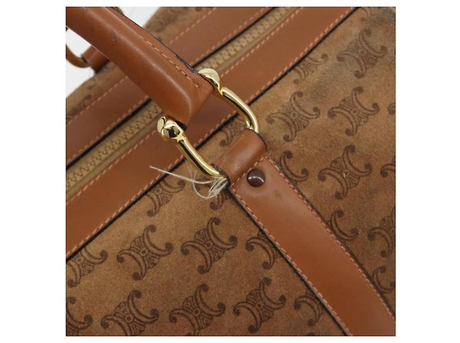 Céline Borsa Boston CELINE Macadam in camoscio marrone tono oro Auth 195774 - vista 10