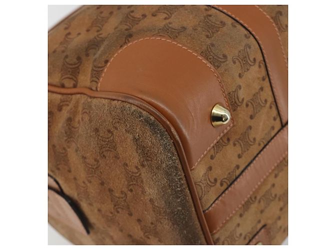 Céline Borsa Boston CELINE Macadam in camoscio marrone tono oro Auth 195774 - vista 14