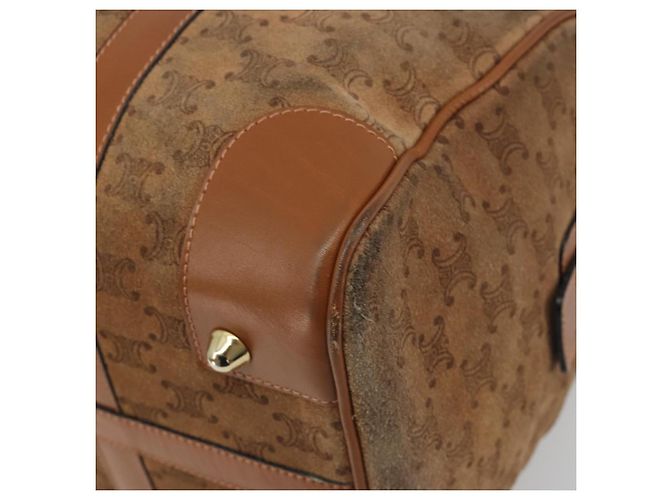 Céline Borsa Boston CELINE Macadam in camoscio marrone tono oro Auth 195774 - vista 15