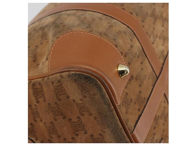 Céline Borsa Boston CELINE Macadam in camoscio marrone tono oro Auth 195774 - vista 16