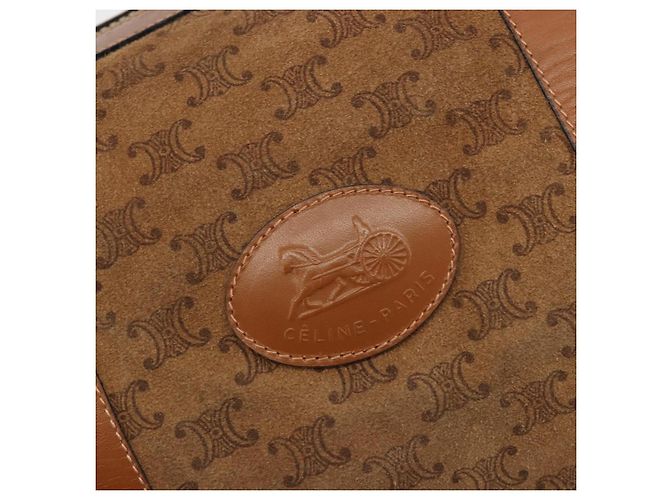 Céline Borsa Boston CELINE Macadam in camoscio marrone tono oro Auth 195774 - vista 17