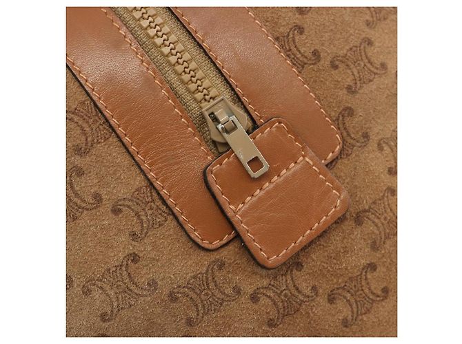 Céline Borsa Boston CELINE Macadam in camoscio marrone tono oro Auth 195774 - vista 18