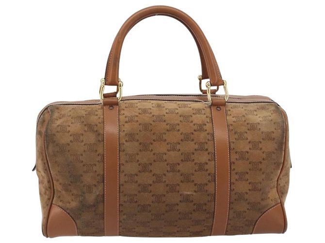 Céline Borsa Boston CELINE Macadam in camoscio marrone tono oro Auth 195774 - vista 2