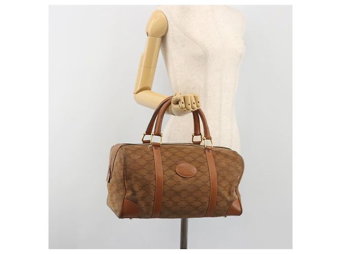 Céline Borsa Boston CELINE Macadam in camoscio marrone tono oro Auth 195774 - vista 22