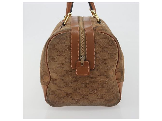 Céline Borsa Boston CELINE Macadam in camoscio marrone tono oro Auth 195774 - vista 3