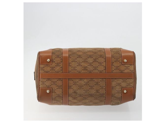 Céline Borsa Boston CELINE Macadam in camoscio marrone tono oro Auth 195774 - vista 5