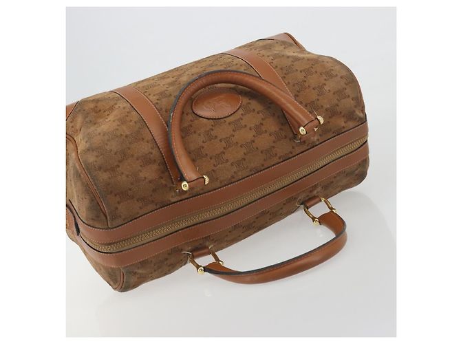 Céline Borsa Boston CELINE Macadam in camoscio marrone tono oro Auth 195774 - vista 6