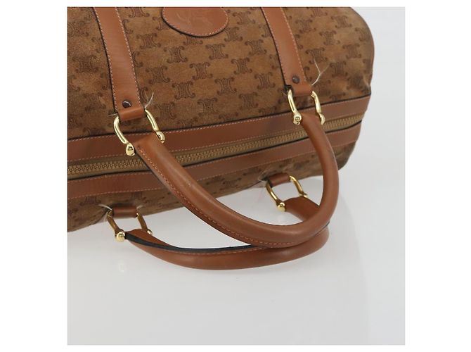 Céline Borsa Boston CELINE Macadam in camoscio marrone tono oro Auth 195774 - vista 7