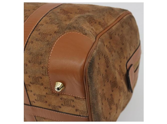 Céline Borsa Boston CELINE Macadam in camoscio marrone tono oro Auth 195774 - vista 9