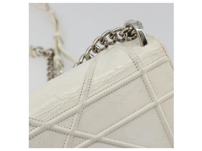 Borsa a tracolla con catena Christian Dior in pelle Bianco Oro Auth bs36728 D'oro - vista 10
