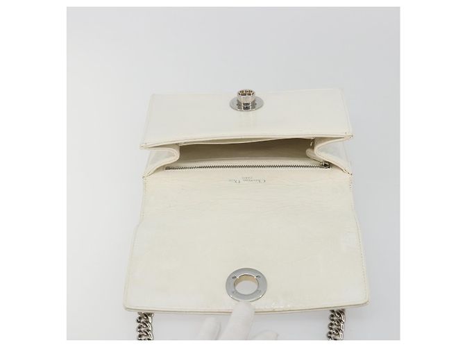 Borsa a tracolla con catena Christian Dior in pelle Bianco Oro Auth bs36728 D'oro - vista 19
