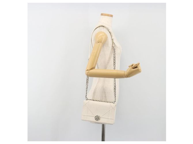 Borsa a tracolla con catena Christian Dior in pelle Bianco Oro Auth bs36728 D'oro - vista 25