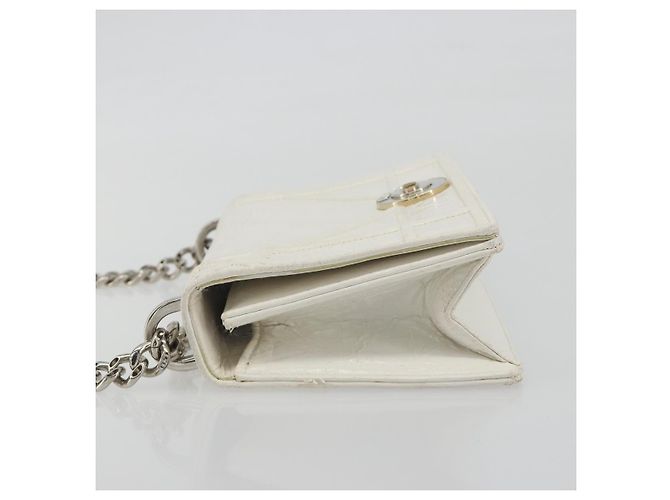 Borsa a tracolla con catena Christian Dior in pelle Bianco Oro Auth bs36728 D'oro - vista 4