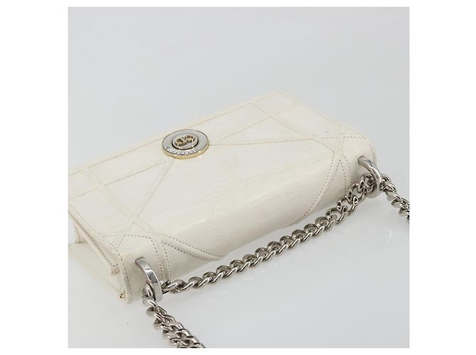 Borsa a tracolla con catena Christian Dior in pelle Bianco Oro Auth bs36728 D'oro - vista 6