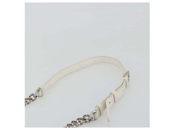 Borsa a tracolla con catena Christian Dior in pelle Bianco Oro Auth bs36728 D'oro - vista 8