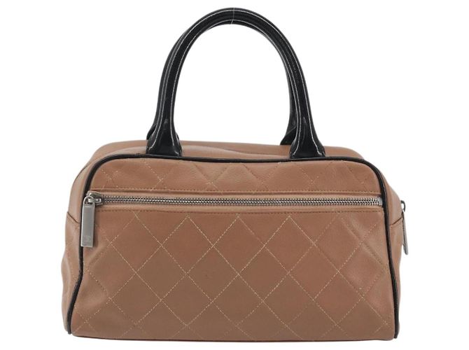 Borsa a mano CHANEL Caviar Skin Brown Silver CC Auth 195643A Marrone Argento - vista 2