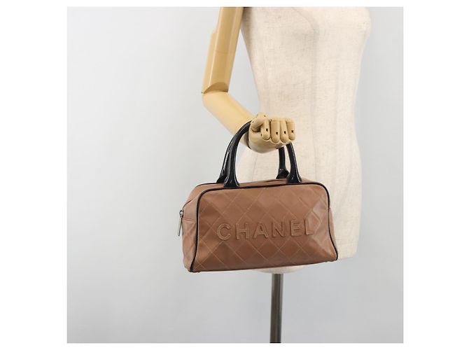 Borsa a mano CHANEL Caviar Skin Brown Silver CC Auth 195643A Marrone Argento - vista 23