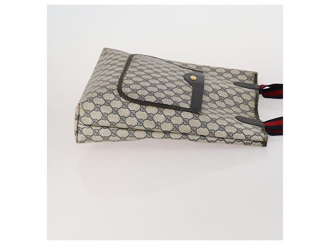 Bolso de hombro GUCCI GG Supreme Sherry Line PVC 2 Set Beige Navy Auth gh2228 Castaño - vista 13