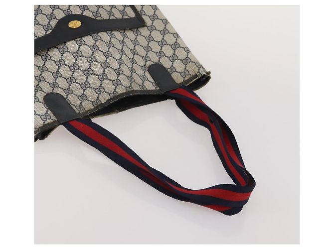Bolso de hombro GUCCI GG Supreme Sherry Line PVC 2 Set Beige Navy Auth gh2228 Castaño - vista 14