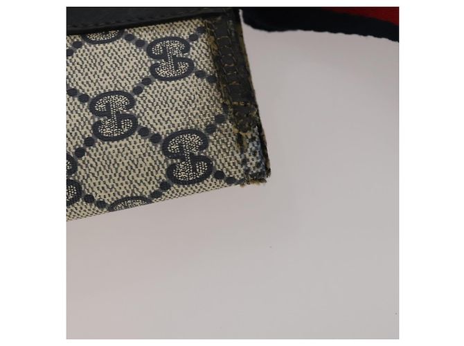 Bolso de hombro GUCCI GG Supreme Sherry Line PVC 2 Set Beige Navy Auth gh2228 Castaño - vista 17