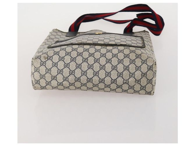 Bolso de hombro GUCCI GG Supreme Sherry Line PVC 2 Set Beige Navy Auth gh2228 Castaño - vista 18