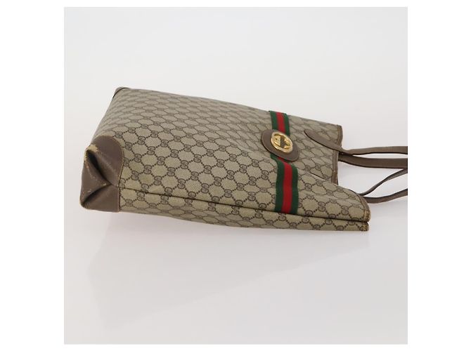 Bolso de hombro GUCCI GG Supreme Sherry Line PVC 2 Set Beige Navy Auth gh2228 Castaño - vista 4