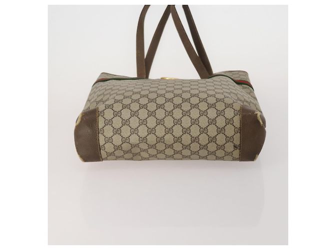 Bolso de hombro GUCCI GG Supreme Sherry Line PVC 2 Set Beige Navy Auth gh2228 Castaño - vista 8