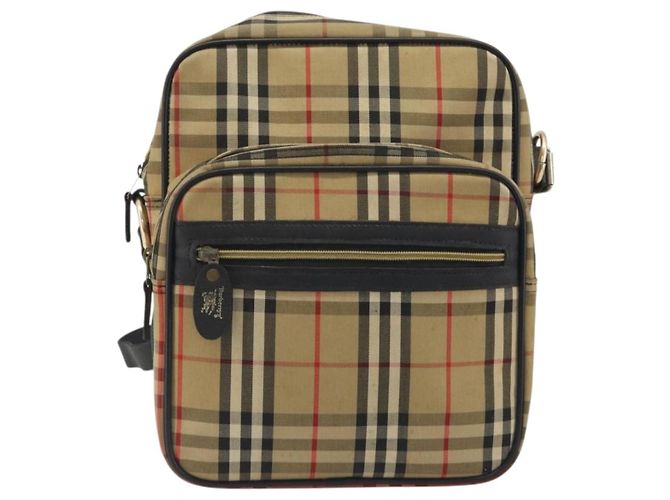 Borsa a tracolla Burberrys Nova Check Canvas Beige Gold Tone Auth BA14568 - vista 13