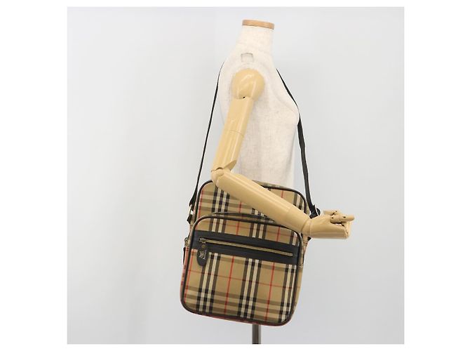 Borsa a tracolla Burberrys Nova Check Canvas Beige Gold Tone Auth BA14568 - vista 20