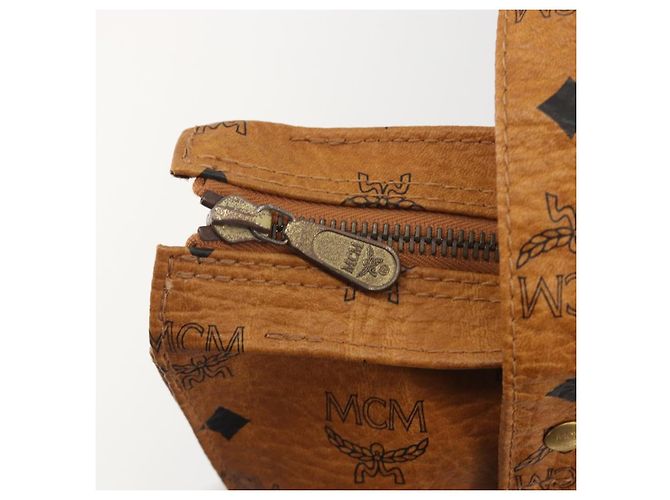 Borsa Tote MCM Vicetos PVC Pelle Marrone Tono Oro Auth 195383 - vista 10