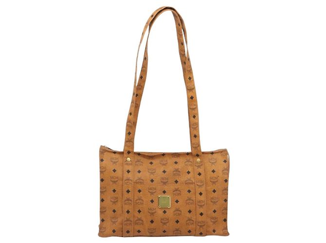 Borsa Tote MCM Vicetos PVC Pelle Marrone Tono Oro Auth 195383 - vista 13