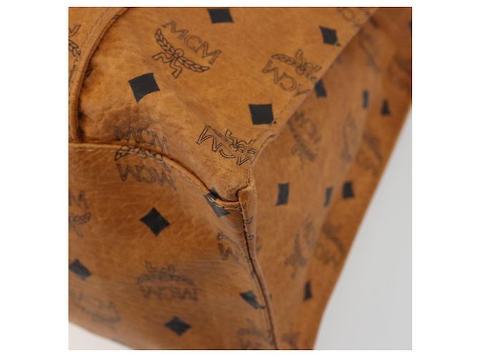 Borsa Tote MCM Vicetos PVC Pelle Marrone Tono Oro Auth 195383 - vista 15