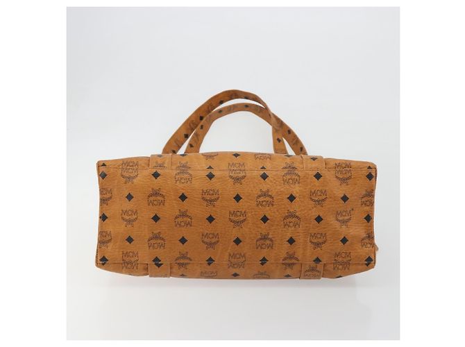 Borsa Tote MCM Vicetos PVC Pelle Marrone Tono Oro Auth 195383 - vista 5