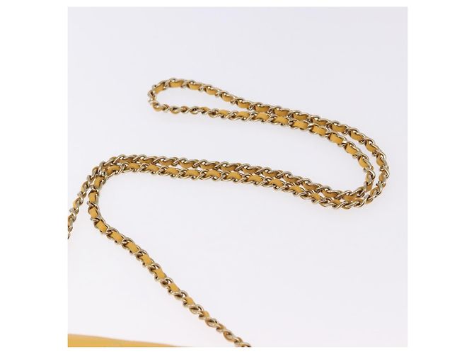 Borsa a tracolla CHANEL COCO Mark Chain in pelle verniciata Giallo Gold CC Auth 196819SAM D'oro - vista 14