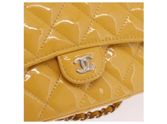 Borsa a tracolla CHANEL COCO Mark Chain in pelle verniciata Giallo Gold CC Auth 196819SAM D'oro - vista 19