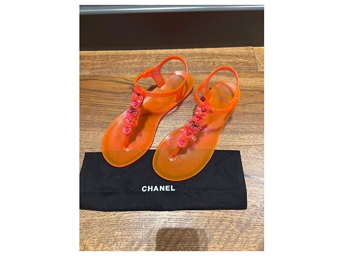Sandali Jelly Chanel con decorazioni floreali Arancione - vista 10