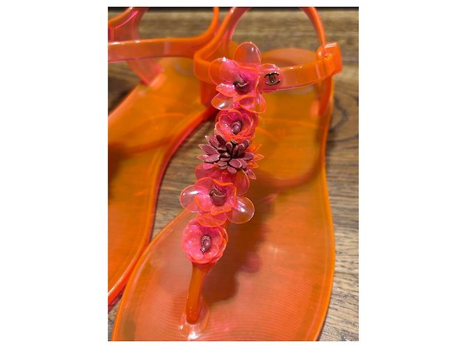 Sandali Jelly Chanel con decorazioni floreali Arancione - vista 13