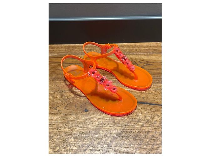 Sandali Jelly Chanel con decorazioni floreali Arancione - vista 2