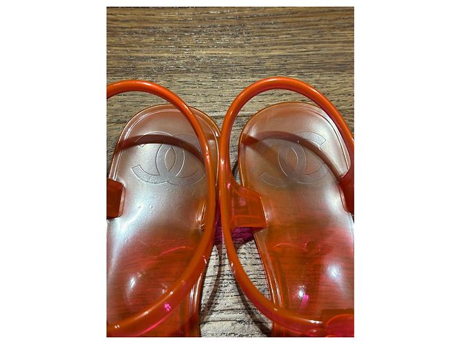 Sandali Jelly Chanel con decorazioni floreali Arancione - vista 4