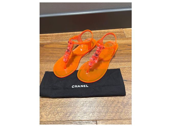Sandali Jelly Chanel con decorazioni floreali Arancione - vista 5