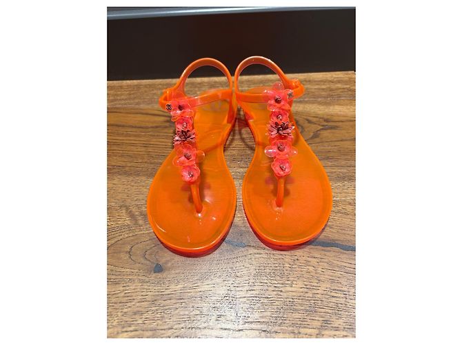 Sandali Jelly Chanel con decorazioni floreali Arancione - vista 6