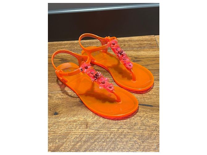 Sandali Jelly Chanel con decorazioni floreali Arancione - vista 7
